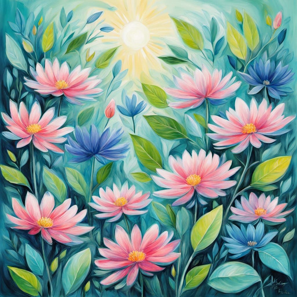 Vibrant Matisse-Inspired Flower Garden in Expressive Color