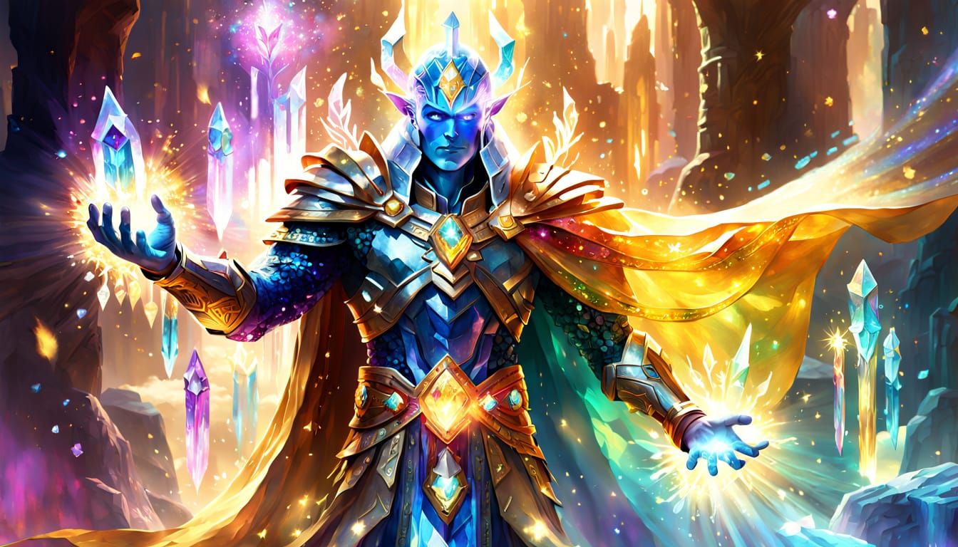 Crystalline Hero Emerges in Vibrant Oil Painting