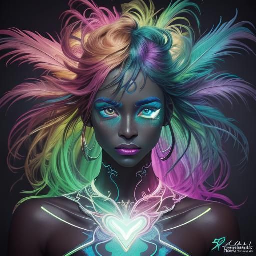Rainbow Woman Portrait in a Futuristic Style