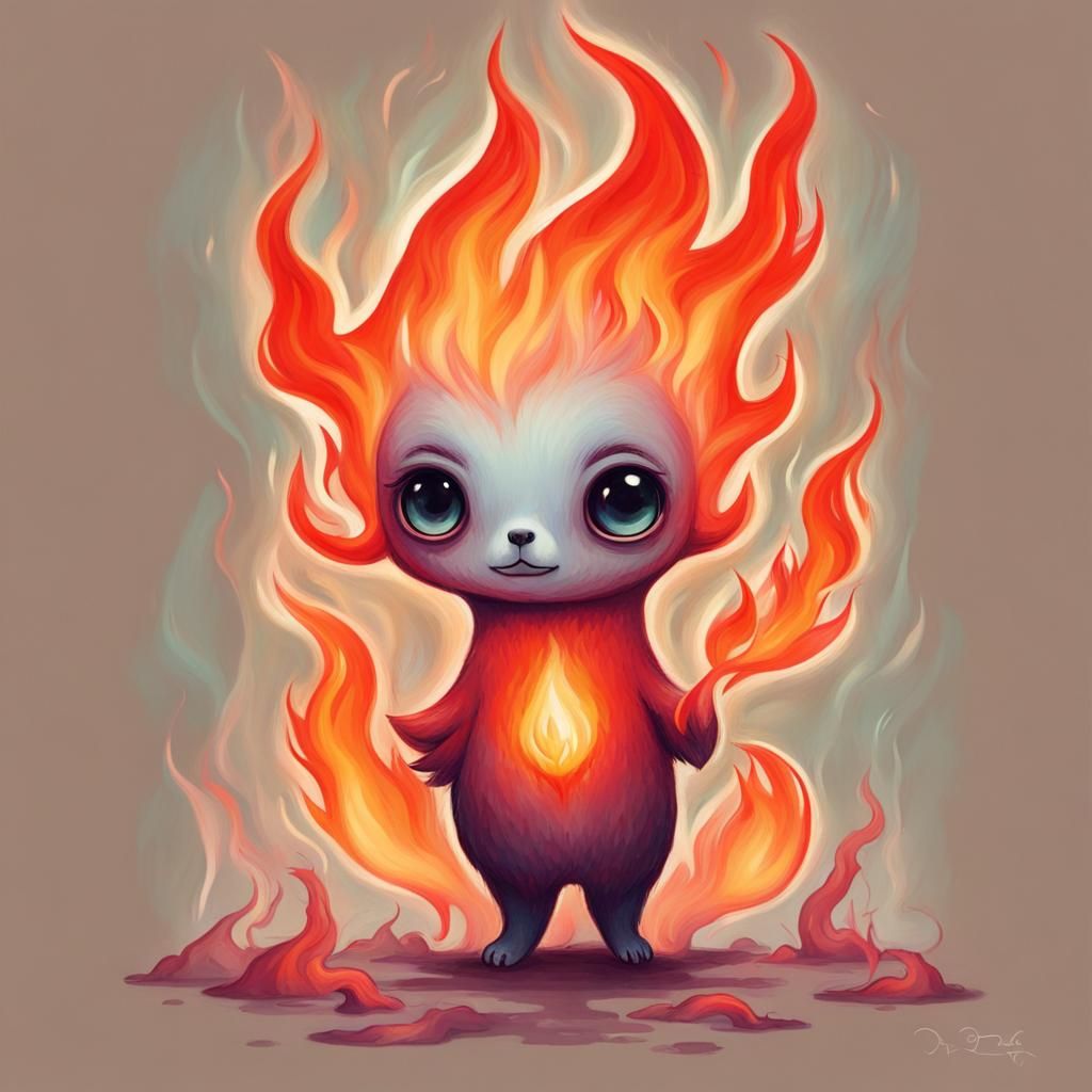 Cute magical fire creature