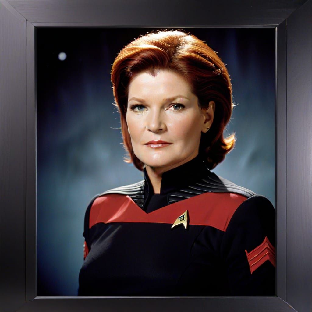 framed portrait of Captain Kathryn Janeway,