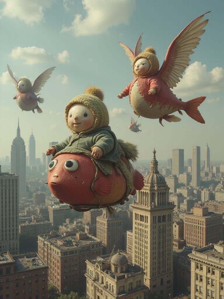 Buildings Shaped Like Matryoshka Dolls Wearing Eyeball Hats Fish Wearing Eyeball Hats