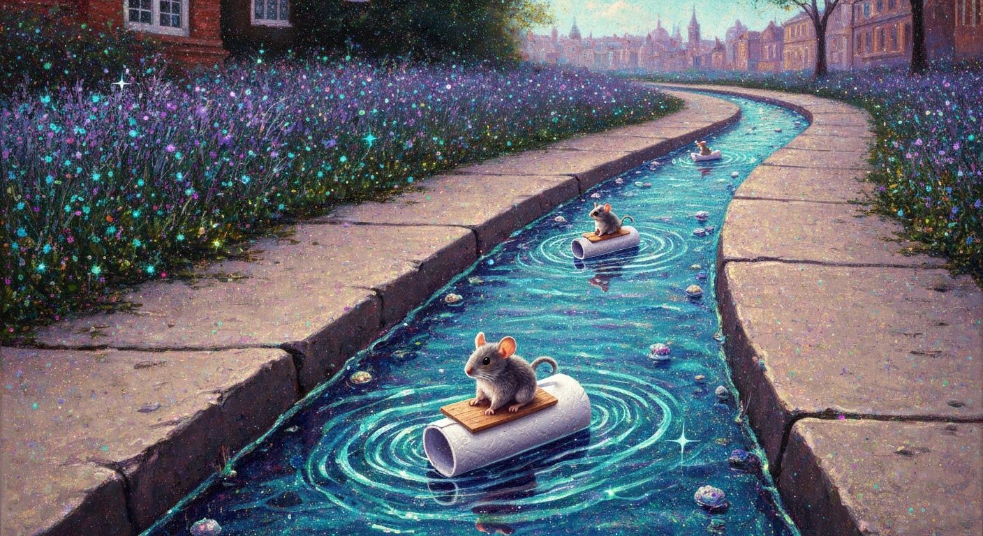 Miniature Mouse Voyage in Scrap Paper Boat