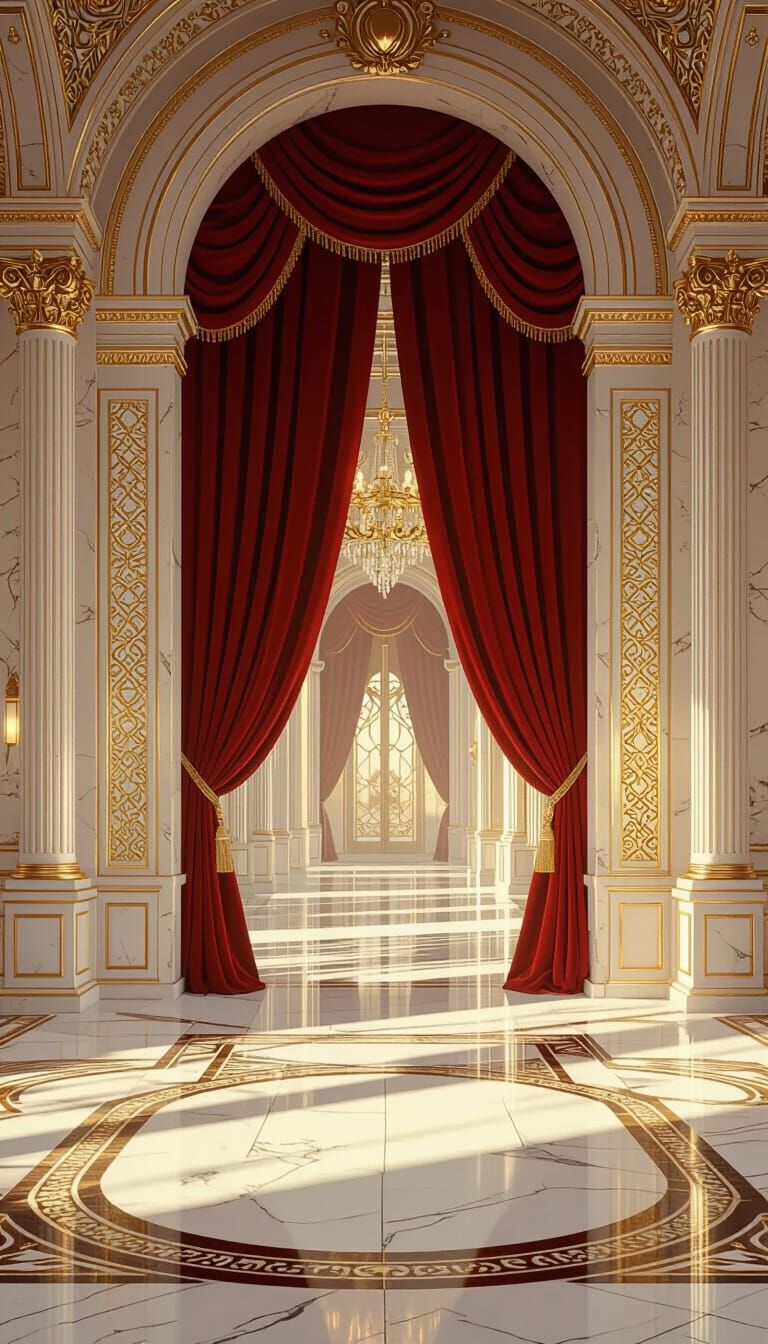 Majestic Fantasy Interior with Velvet Curtains