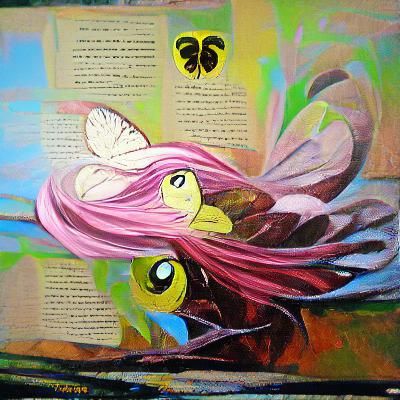 Fluttershy Butterfly: Anime Storybook Acrylic Art