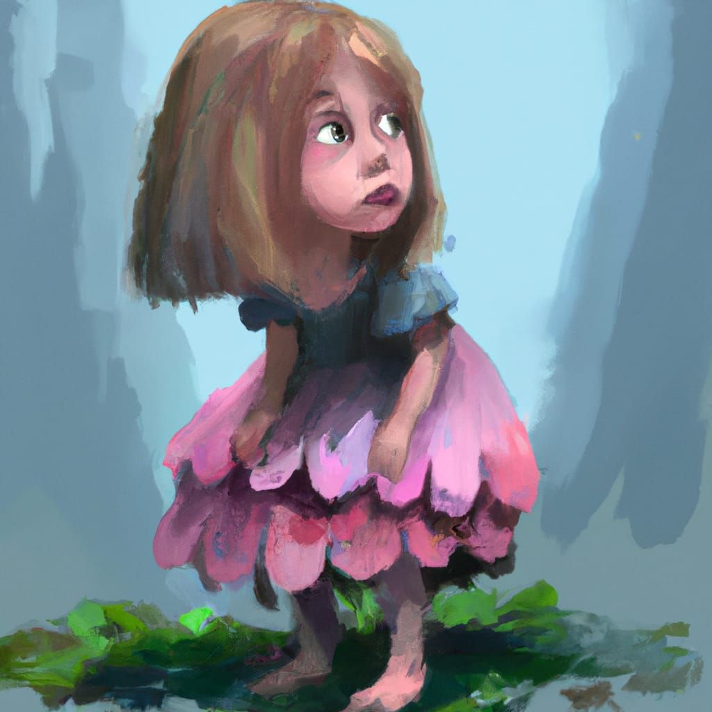 Innocent Girl in Tattered Skirt: 8k Concept Art
