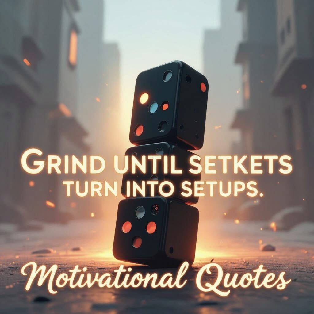 Resilient Domino Rises: Motivational Quote in Futuristic Sty...