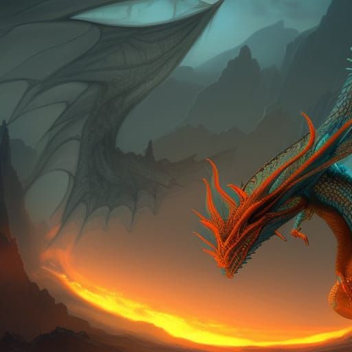 Dragon Doing Yoga in Detailed Digital Painting