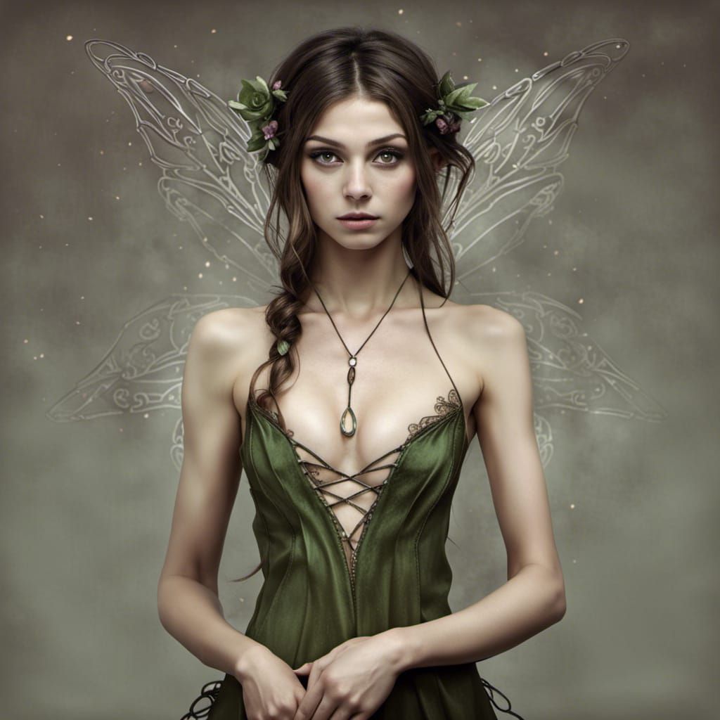 Beautiful Faerie Elf Girl in Thin Dress