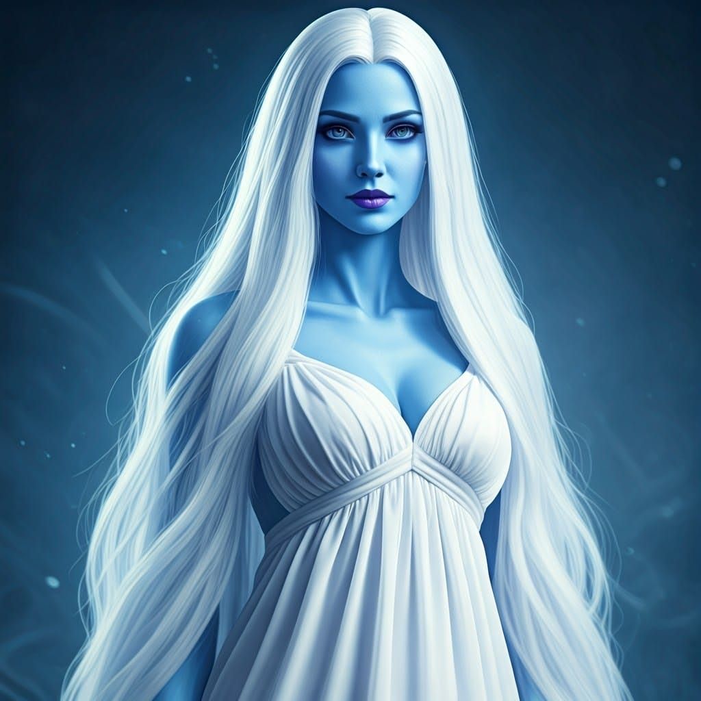 Resplendent Woman with Porcelain Skin in Ethereal Fantasy