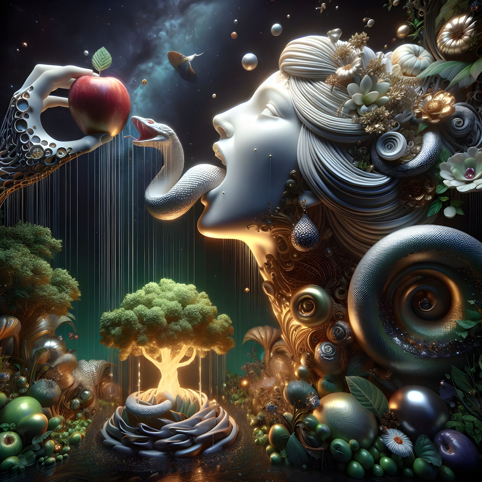 Sensual Goddess Under Celestial Skies