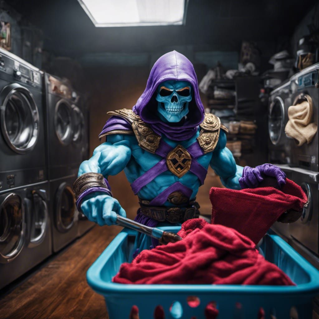 Skeletor doing his laundry.
