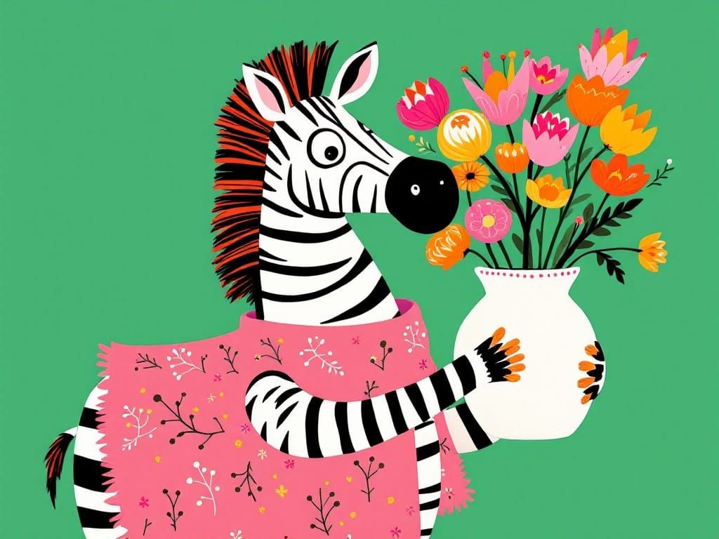 Vibrant Whimsy in Folk Art Style