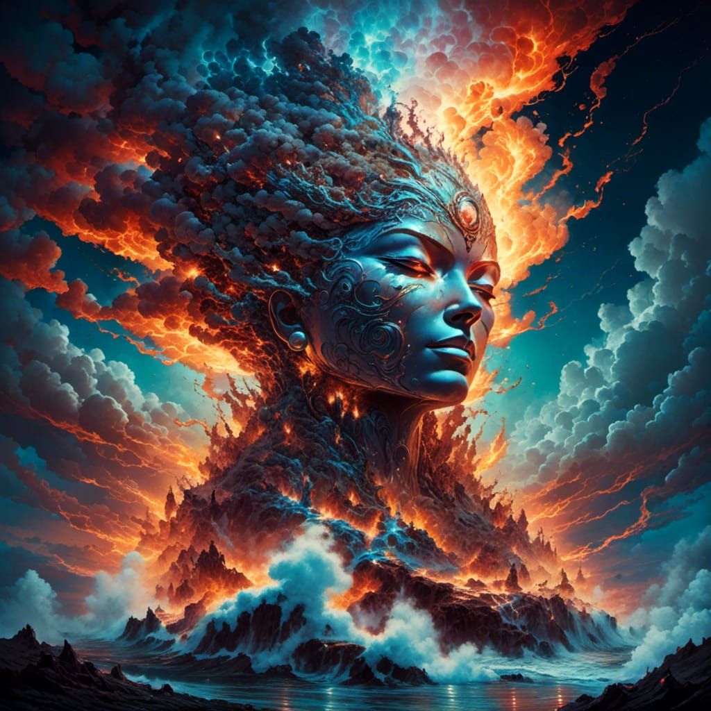 Earth Elemental Digital Art with Iridescent Details