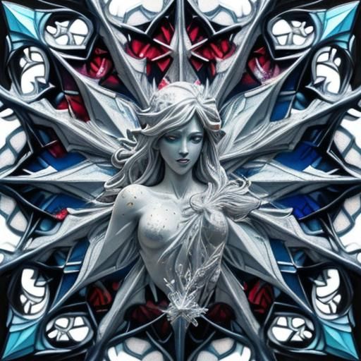 Stained Glass Snowflake in Graffiti Art Style