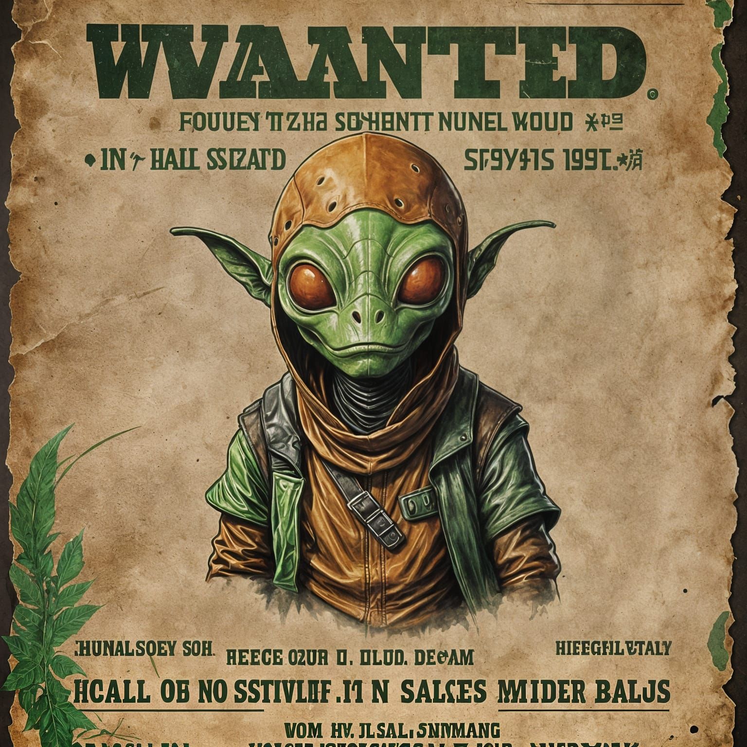 Vintage Wanted Poster: Insect-Slug Alien Spice Smuggler