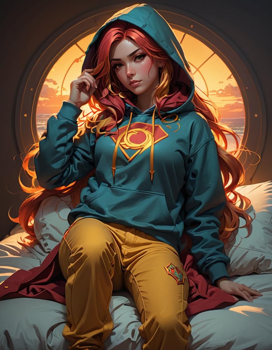 Sunset Shimmer Sleeping Portrait in Hyperdetailed Style