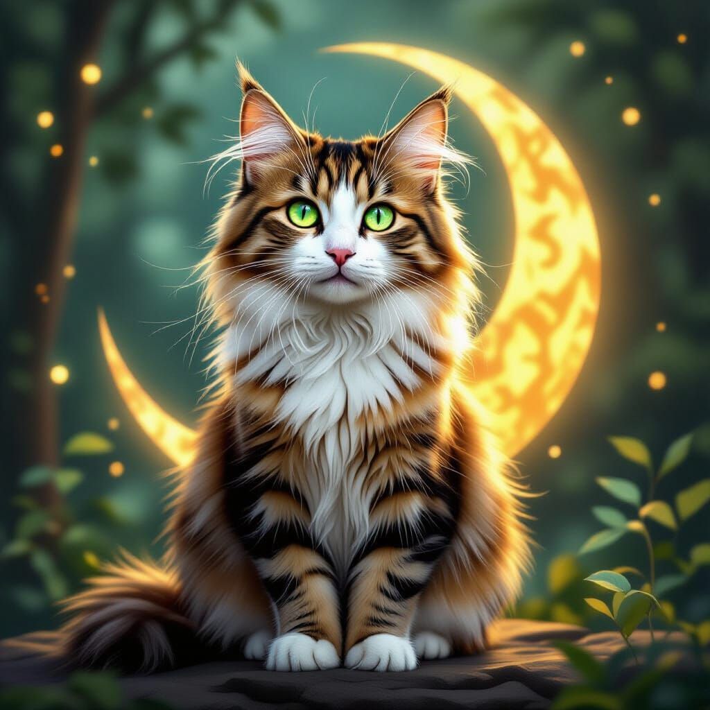 Majestic Cat With Green Eyes and Golden Fur