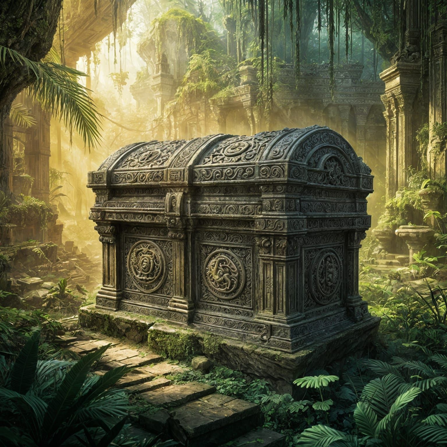 Luminescent Artifacts in Ancient Jungle Temple