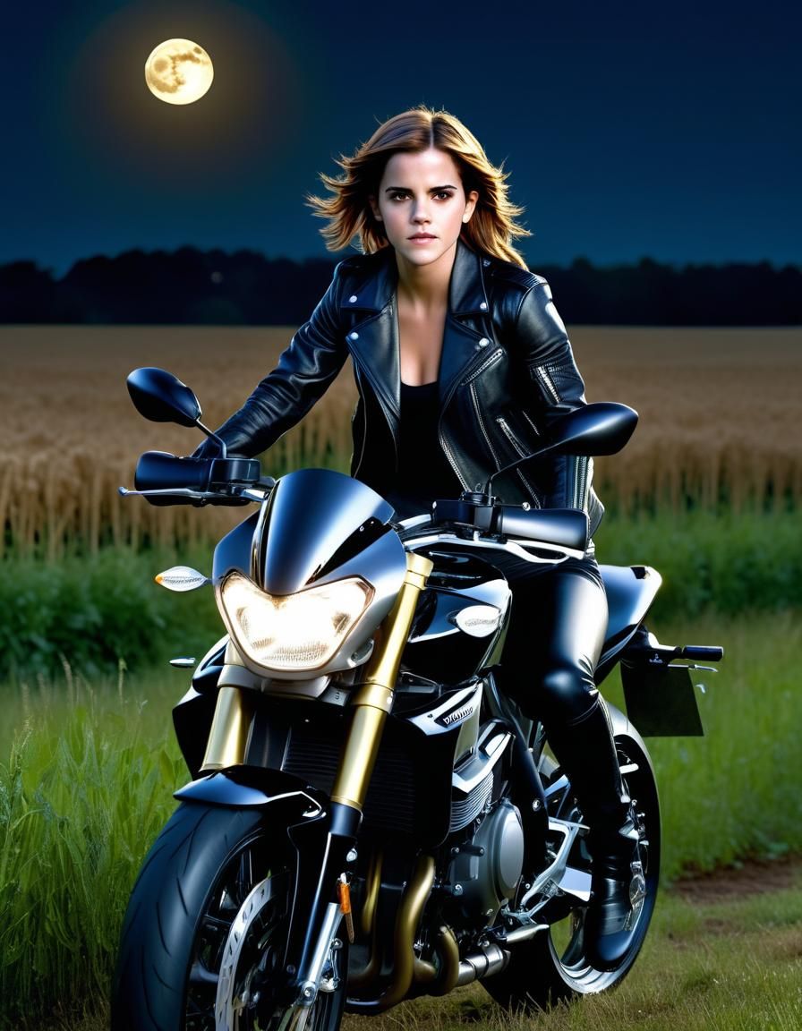 Emma Watson ride a sport bike