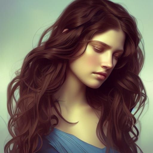 Mournful Princess Portrait in Art Nouveau Style