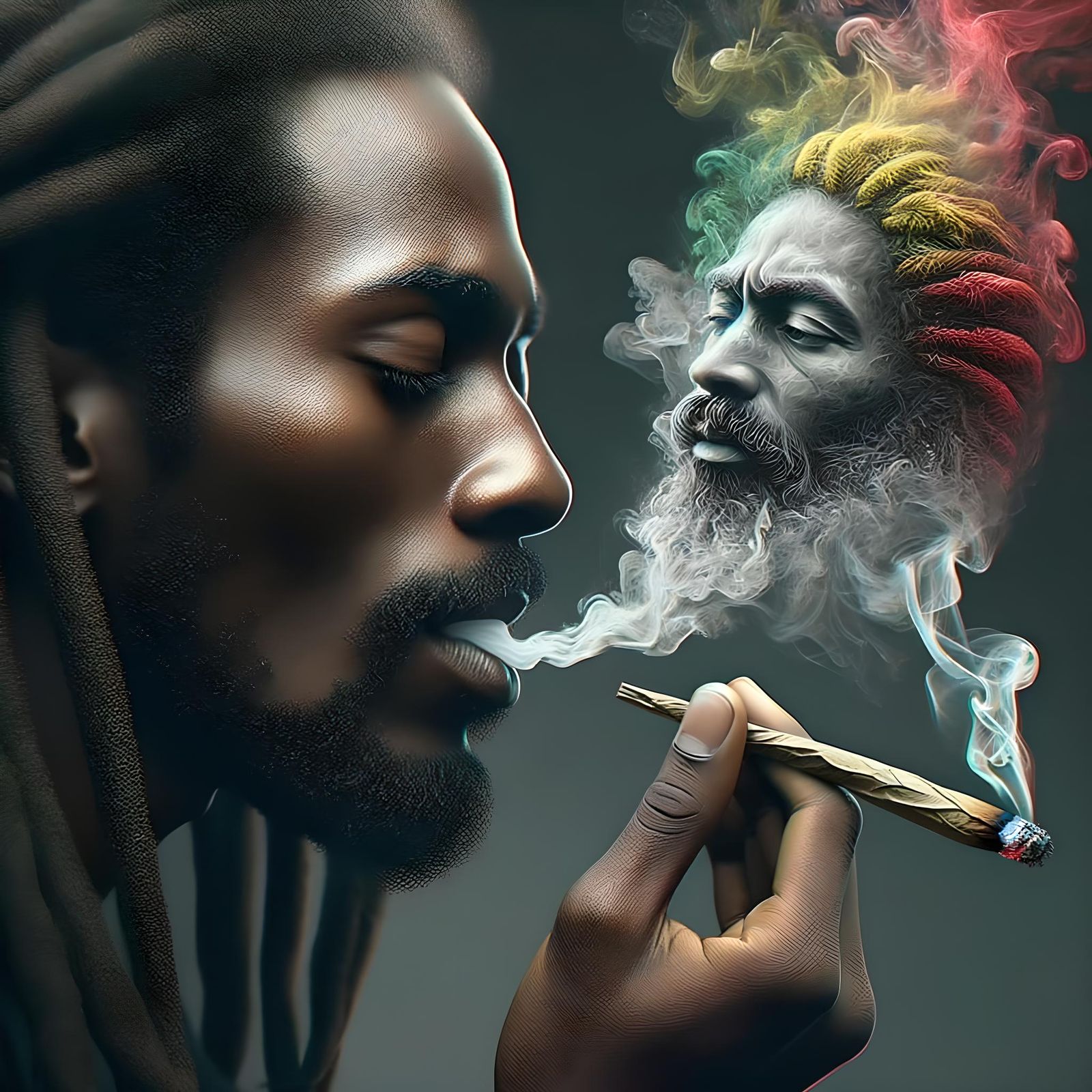 Smoke Art: Rasta Leader in Surreal Vision