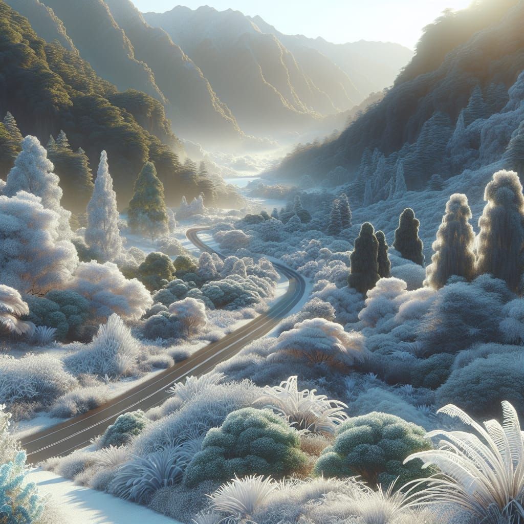 Icy Winter Road in 3D Landscape Painting