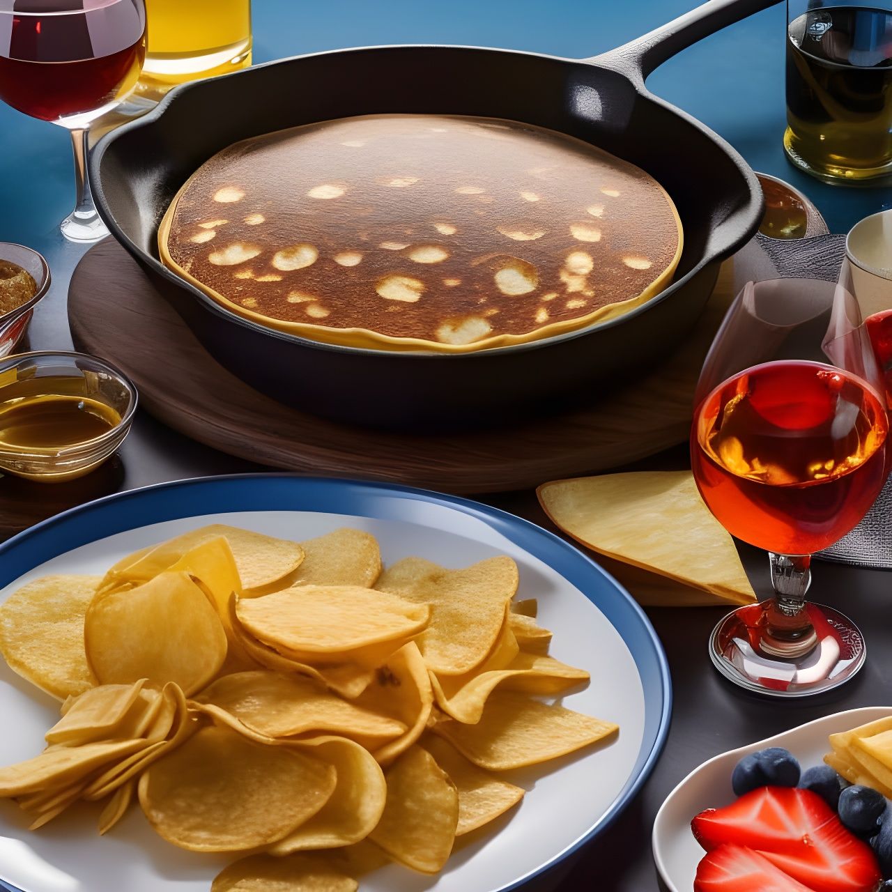 Pancakes and Chips: Hyperrealistic Cooking Scene