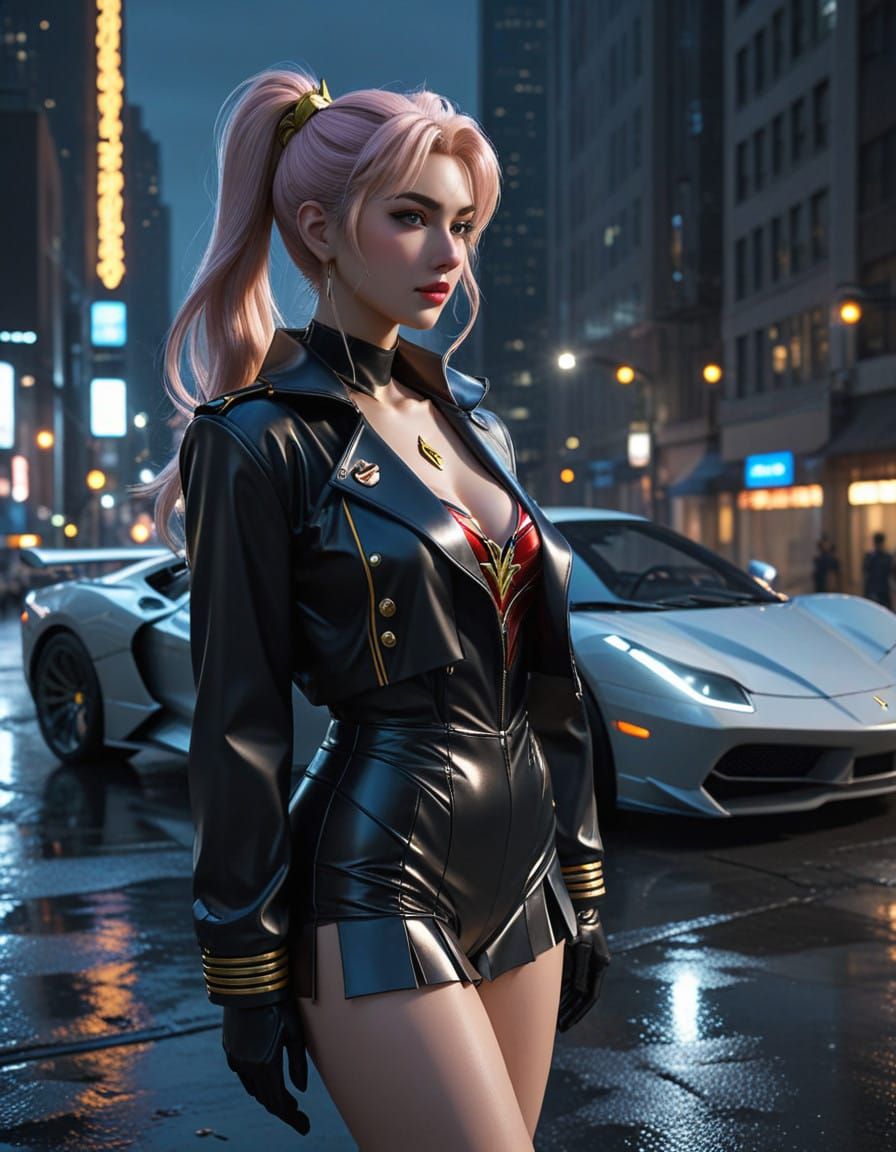 Sailor Moon Stands Guard in Gotham City Night