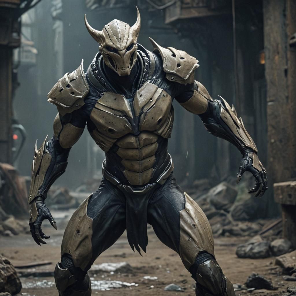 Muscular Turian-Stingray Hybrid in Digital Matte Painting