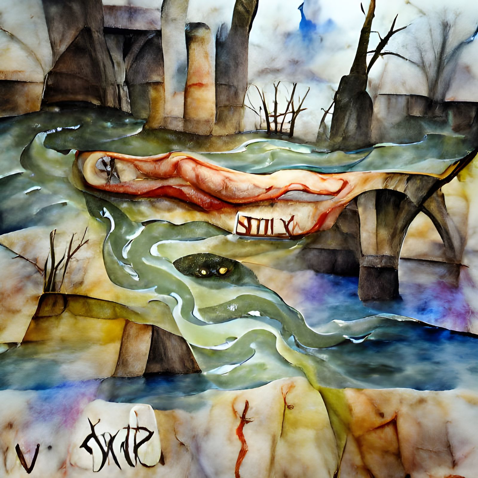 Gloomy River Styx Leading to the Underworld