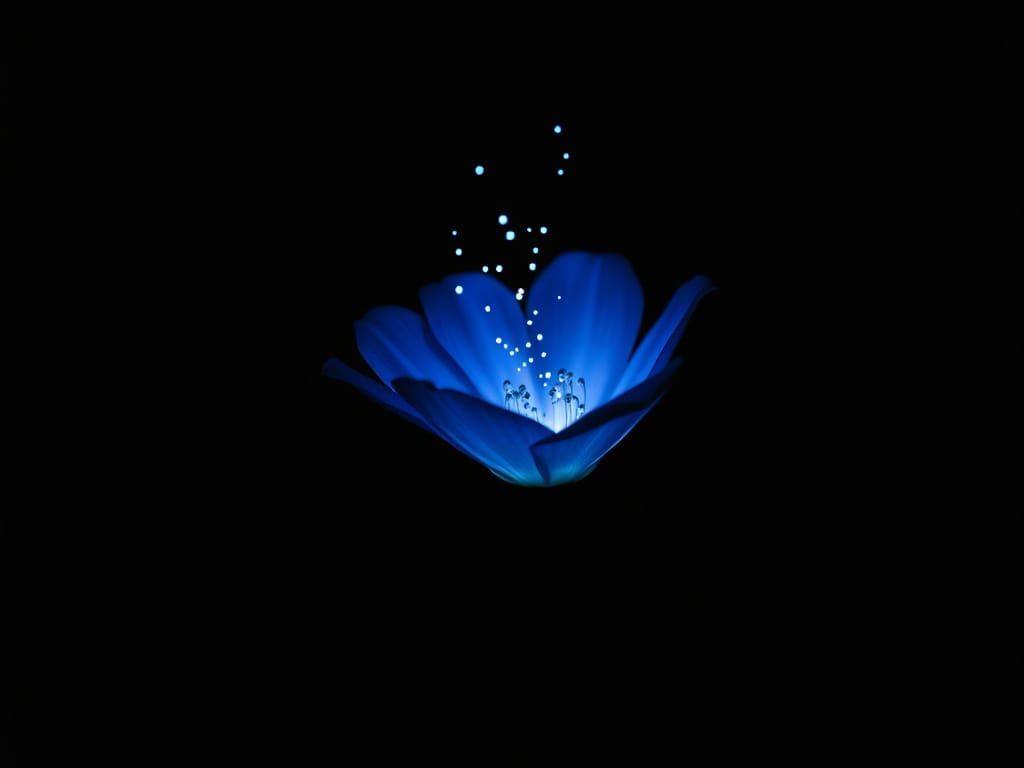 Blue Flower Blooms in Noir Night