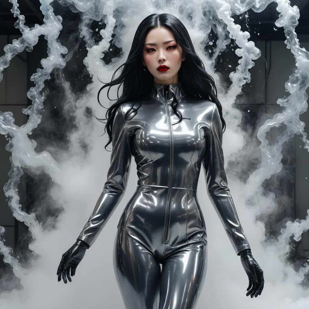 Elegant Mannequin in Shiny Latex Business Suit