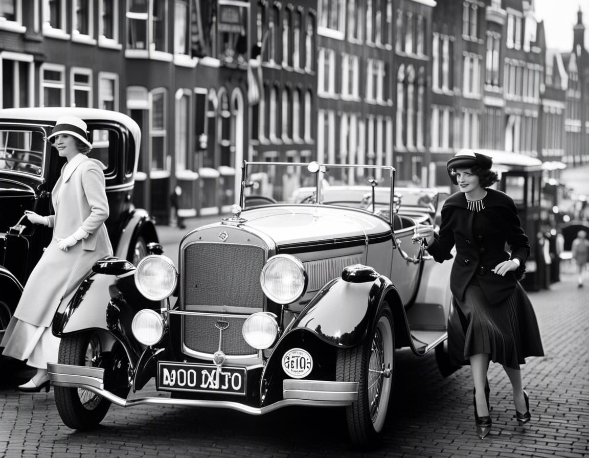 1920s Amsterdam Scene with Classic Cars