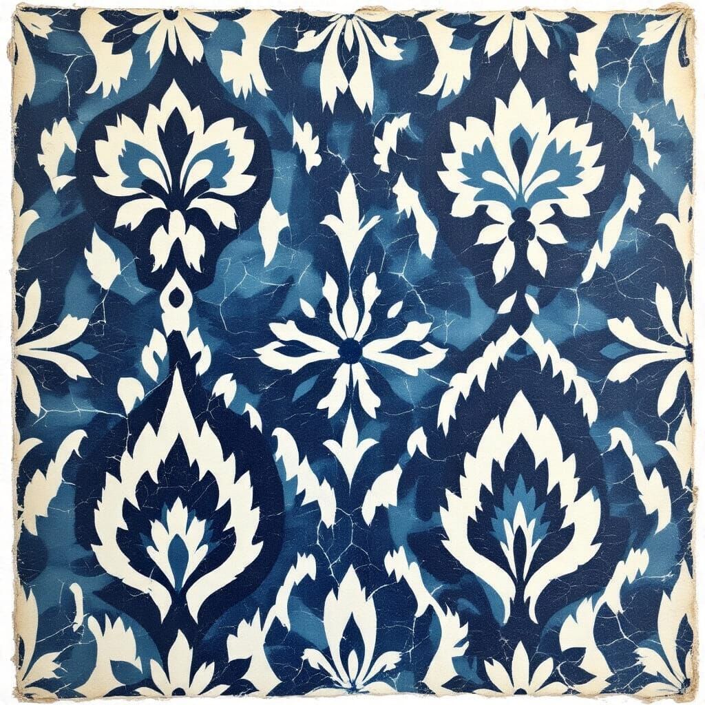 Abstract Textile Patterns with Encaustic and Crackle Effects