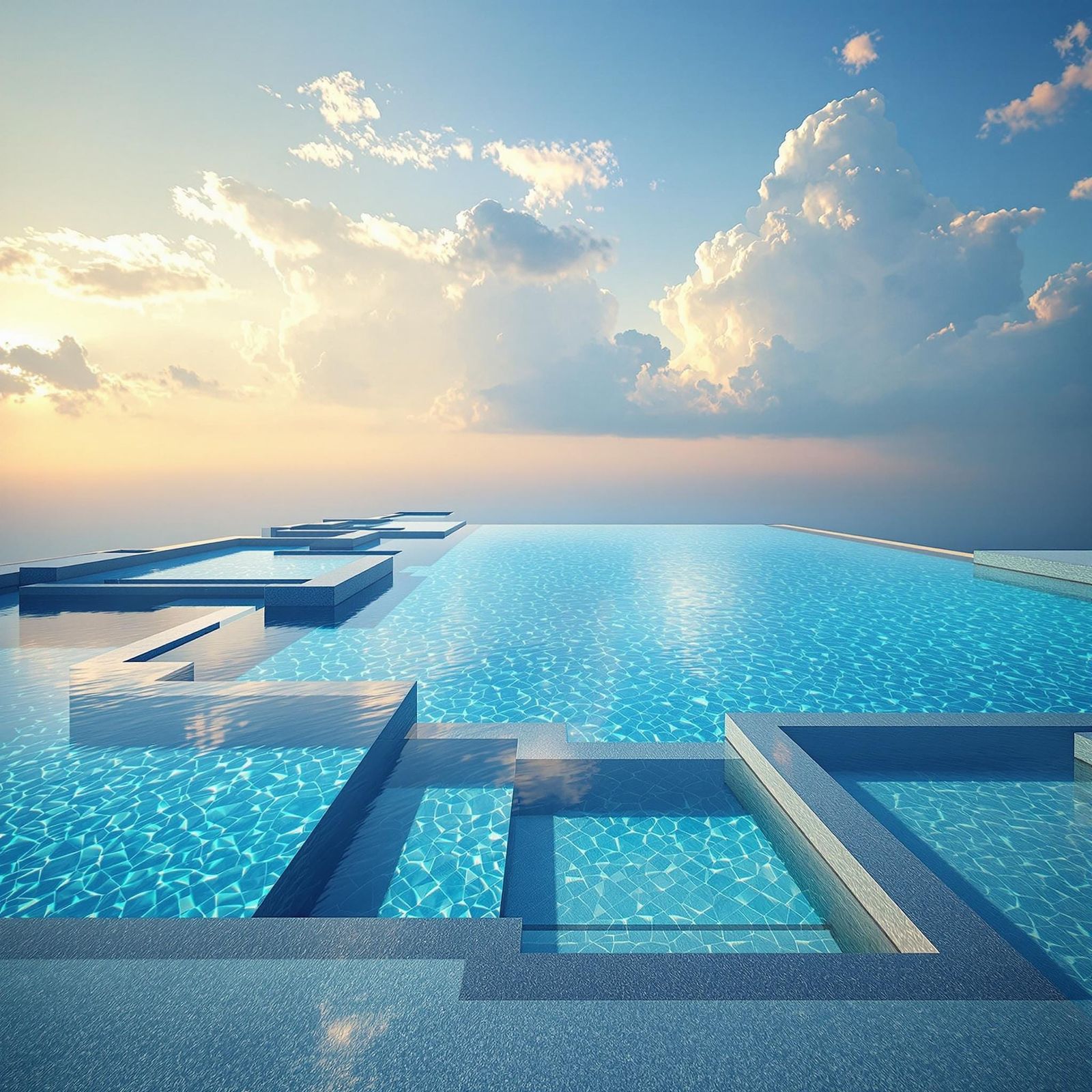 Surreal Rooftop Oasis with Majestic Pool and Endless Sky