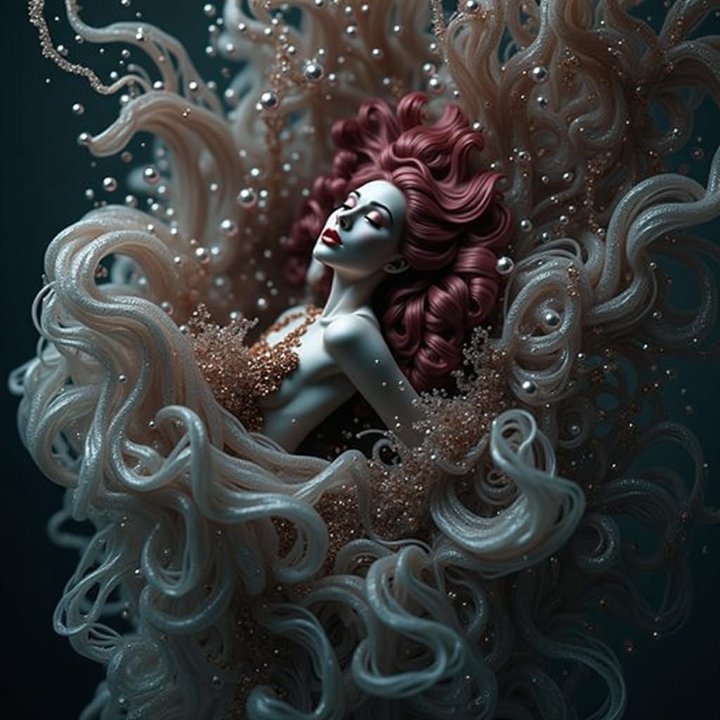 Glamorous Dancer in Haute Couture with Jeweled Hair