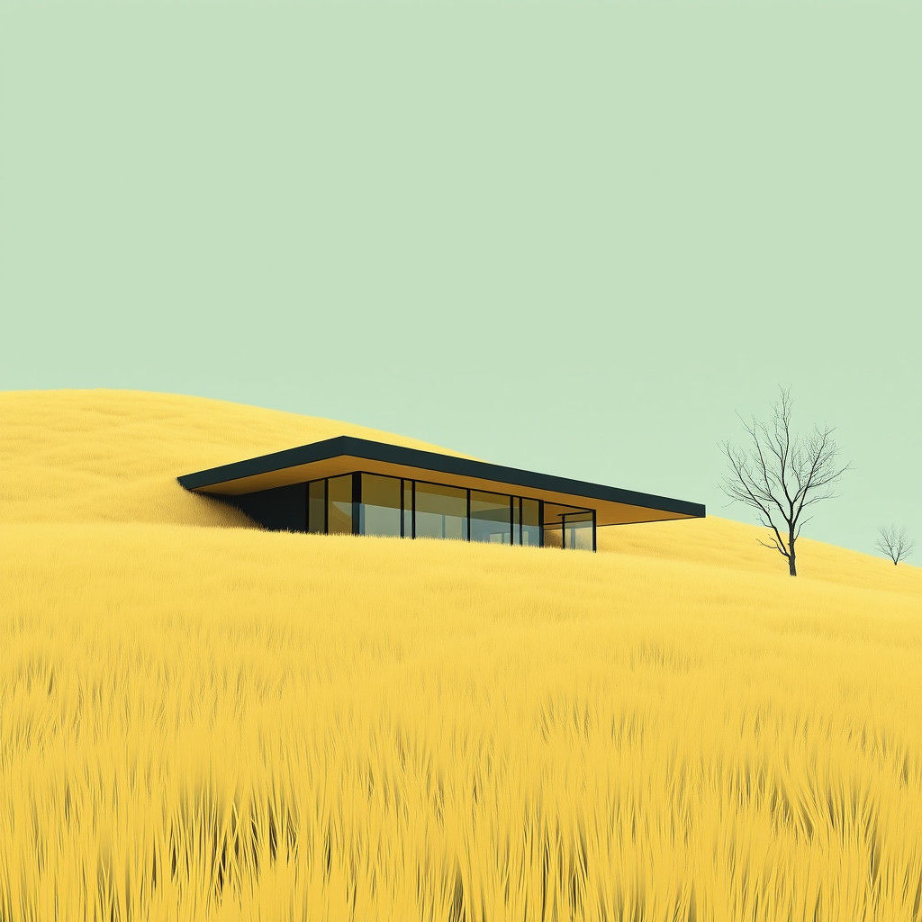 Earth-Sheltered House in Postmodern Minimalist Style