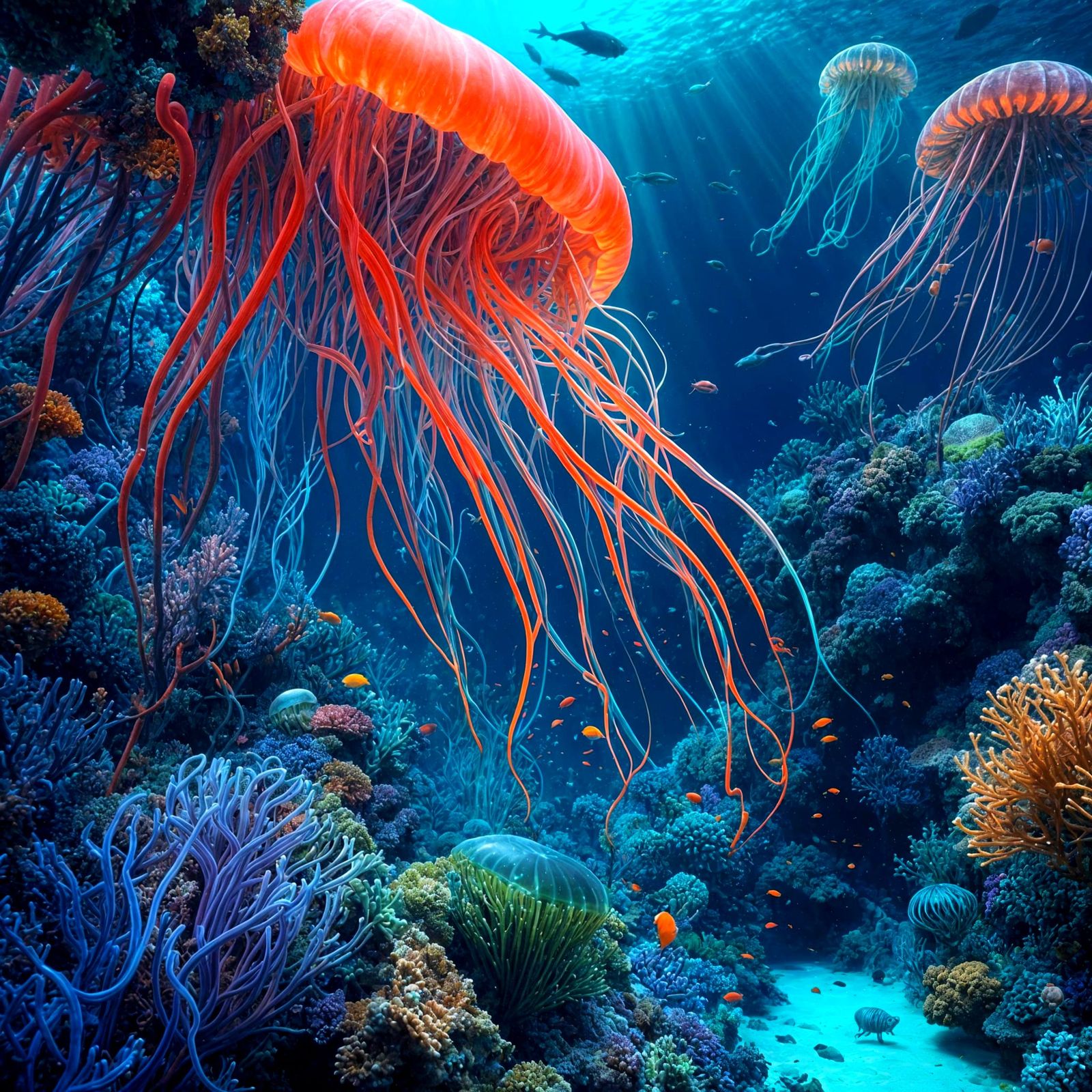 Bioluminescent Coral Reef Ecosystem in 8K