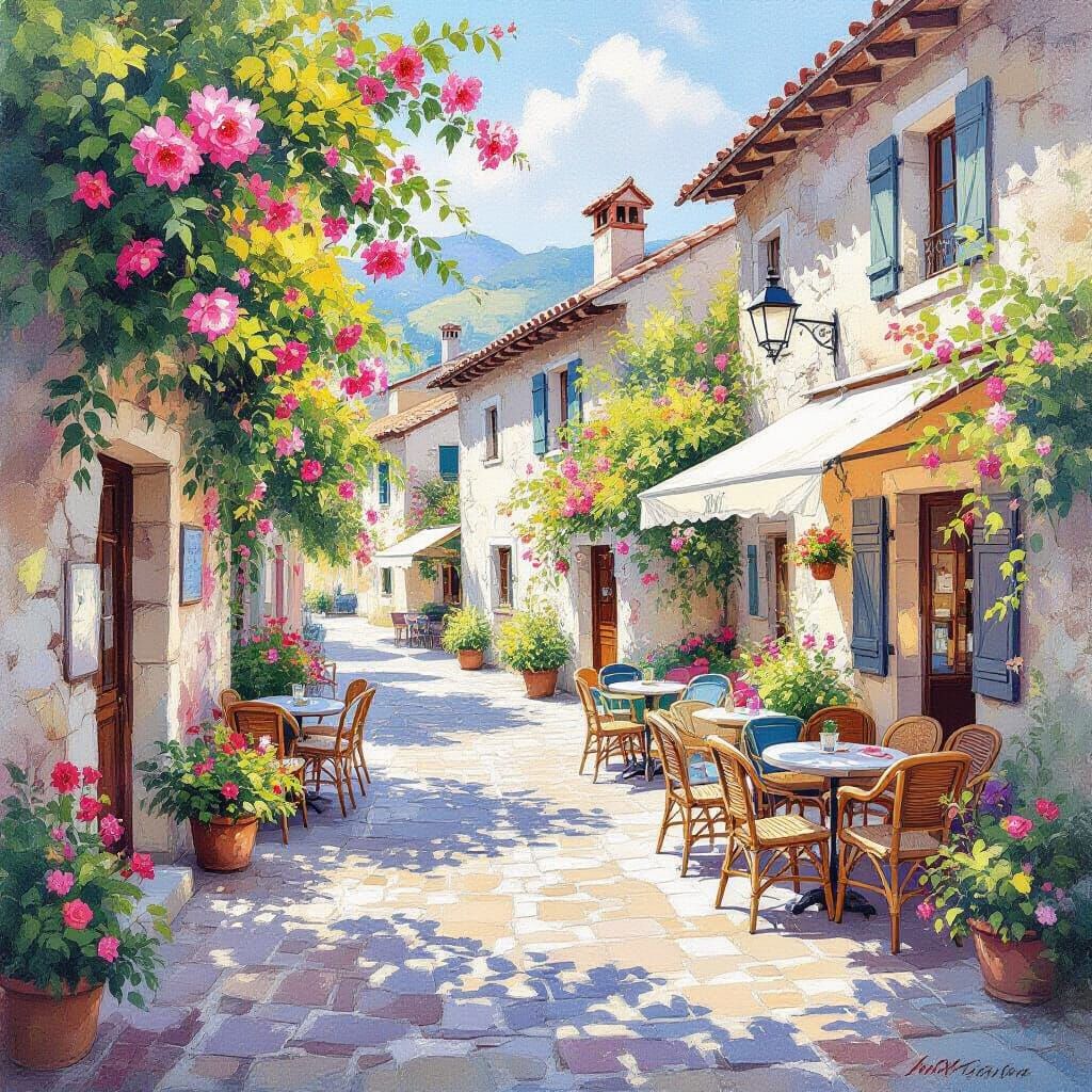 Donkey Covered in Flowers: Watercolor Painting Style