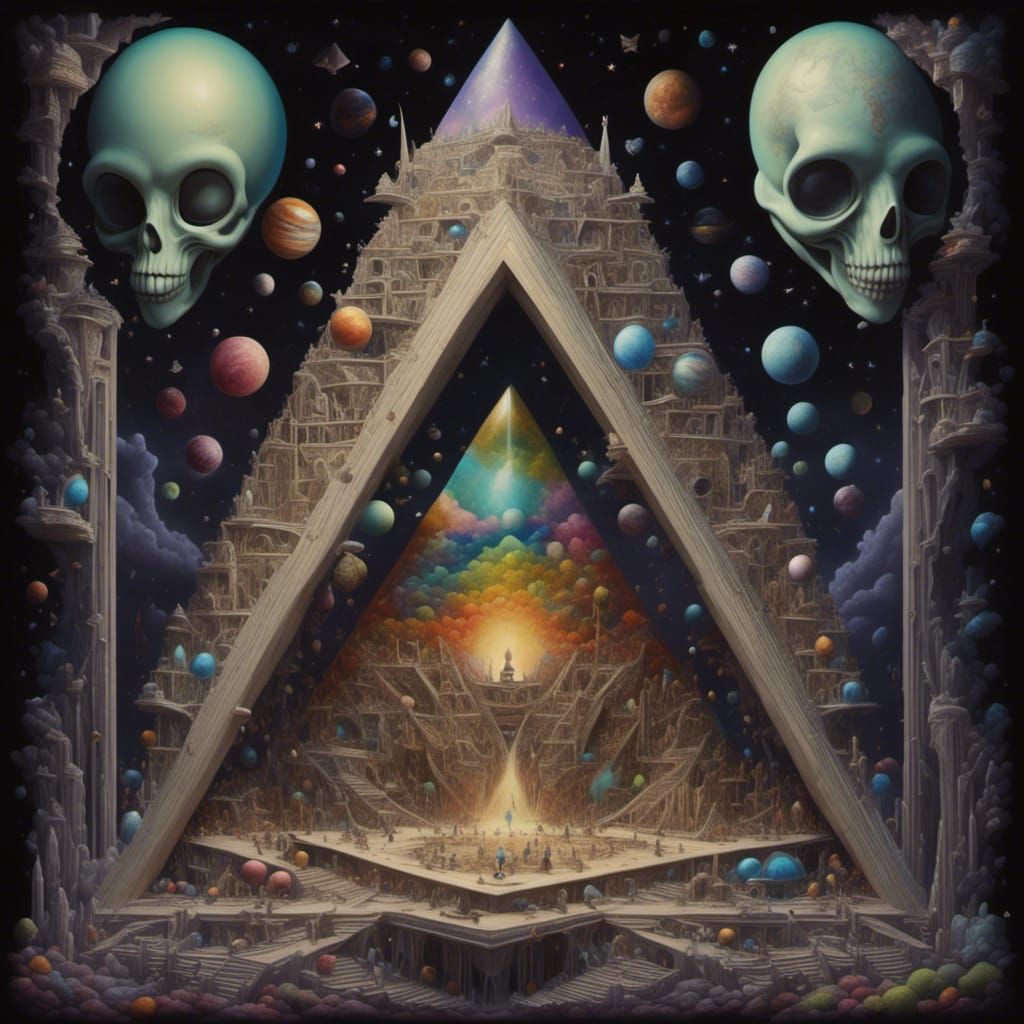 Psychedelic Alien Pyramid in Book of Kells Style