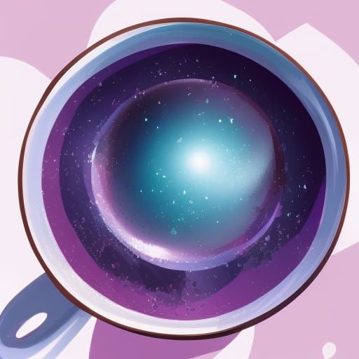 Purple Galaxy in Teacup: Anime Digital Illustration