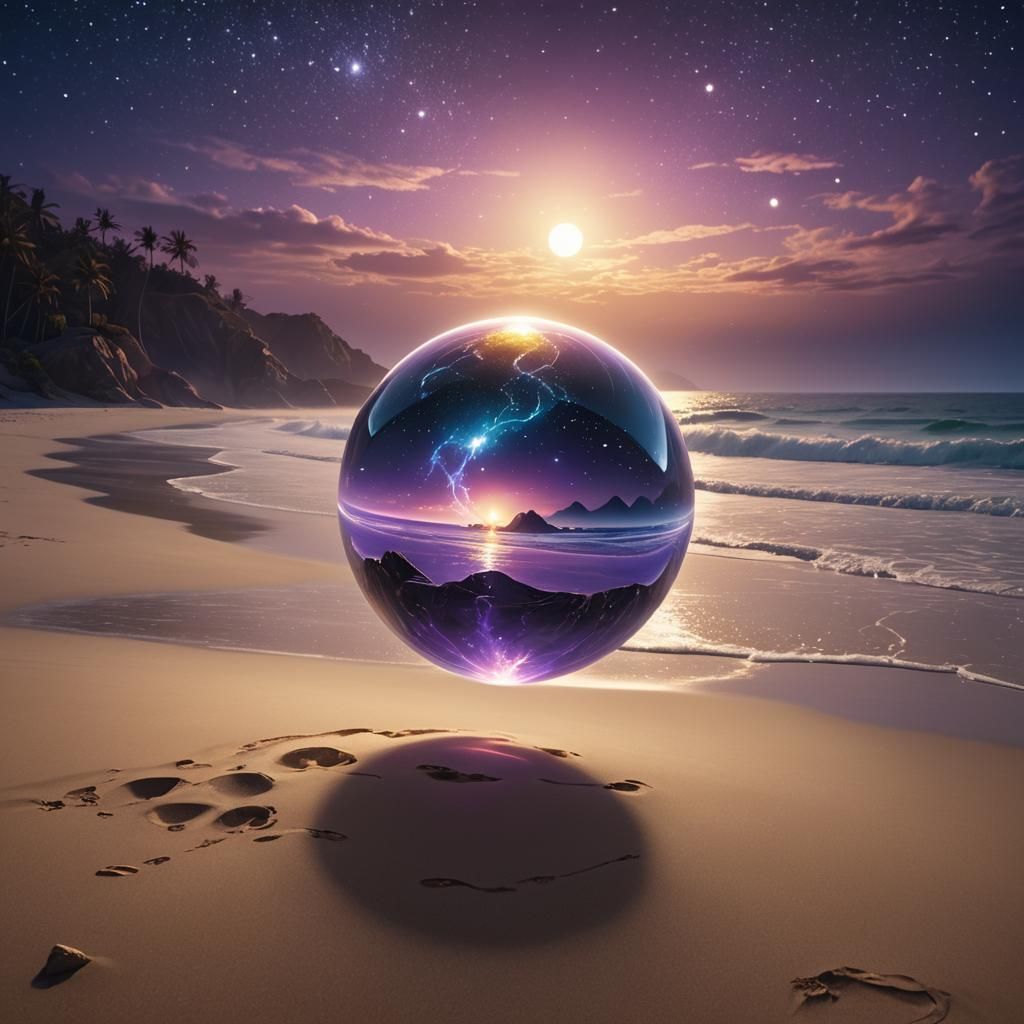 Glowing Orb Over Beach Concept Art