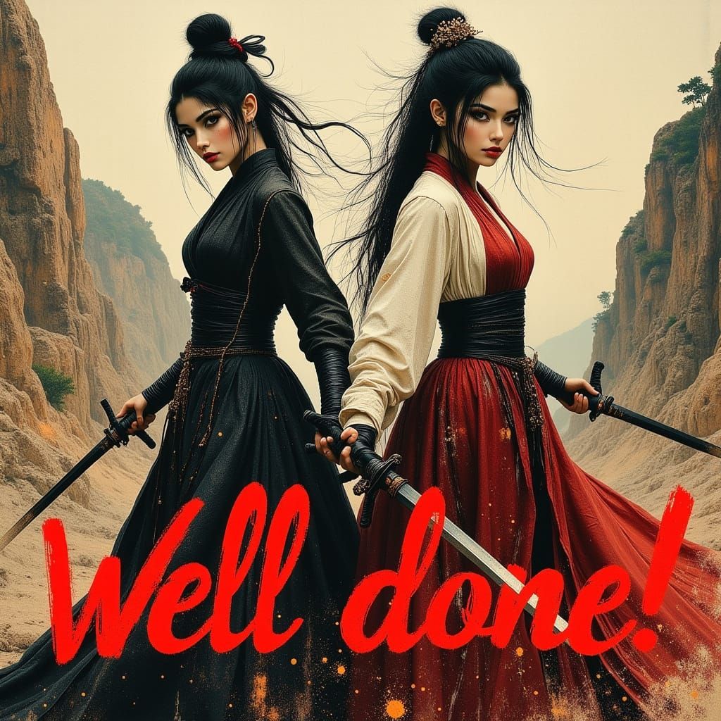 Dynamic Samurai Warriors in Oil Painting Style