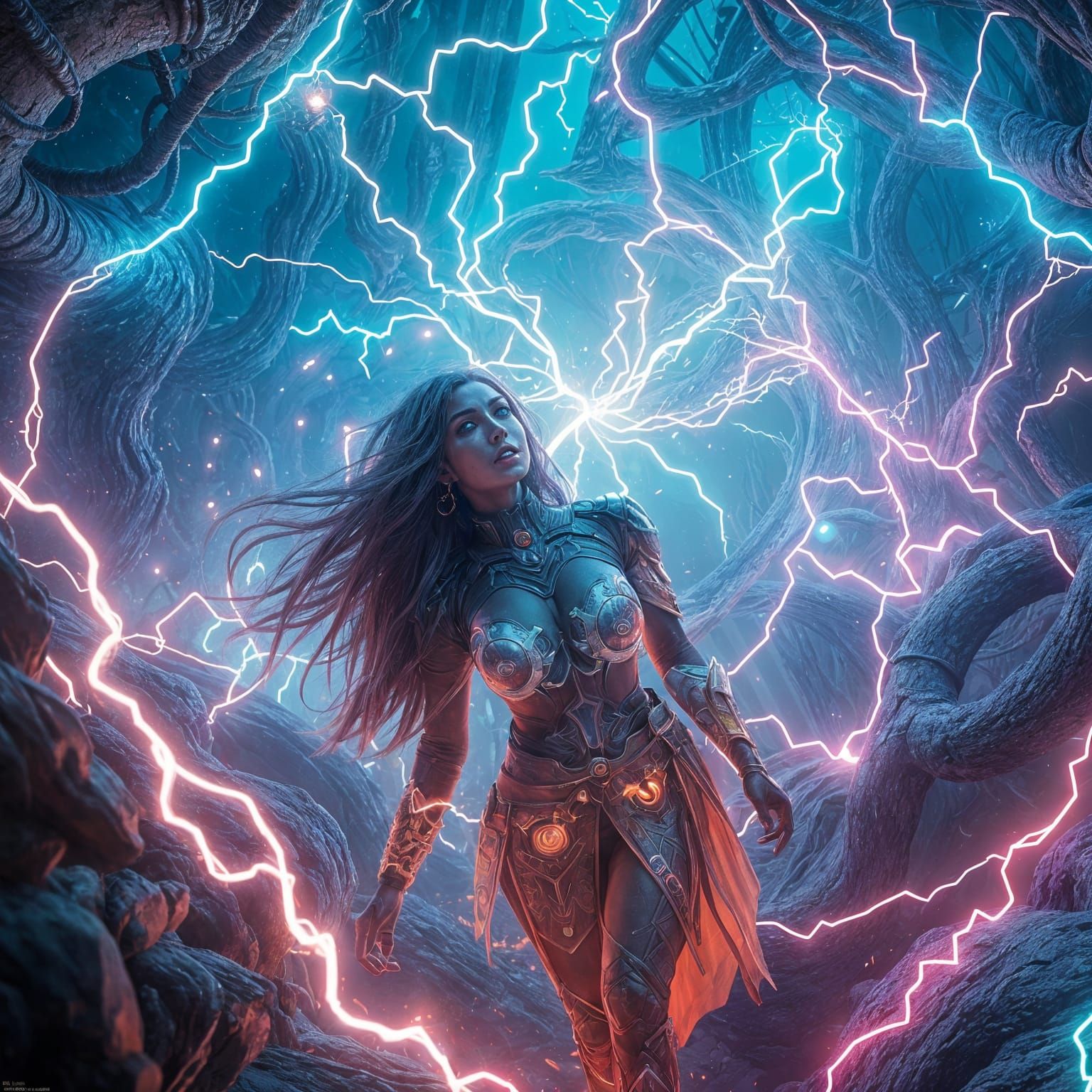 Electric Labyrinth Discovery in Detailed Matte Painting