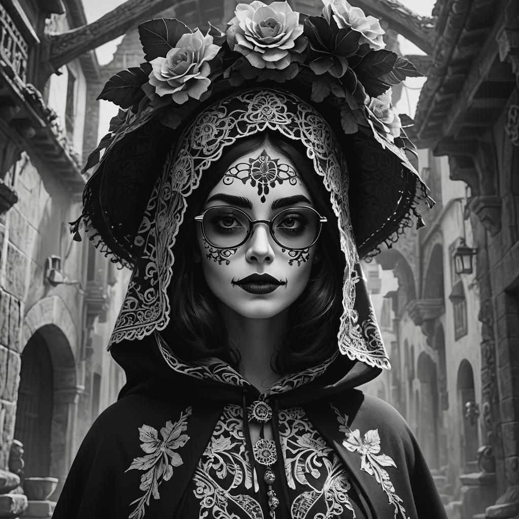 Catrina Portrait: A Beautiful Portuguese Woman in Costume