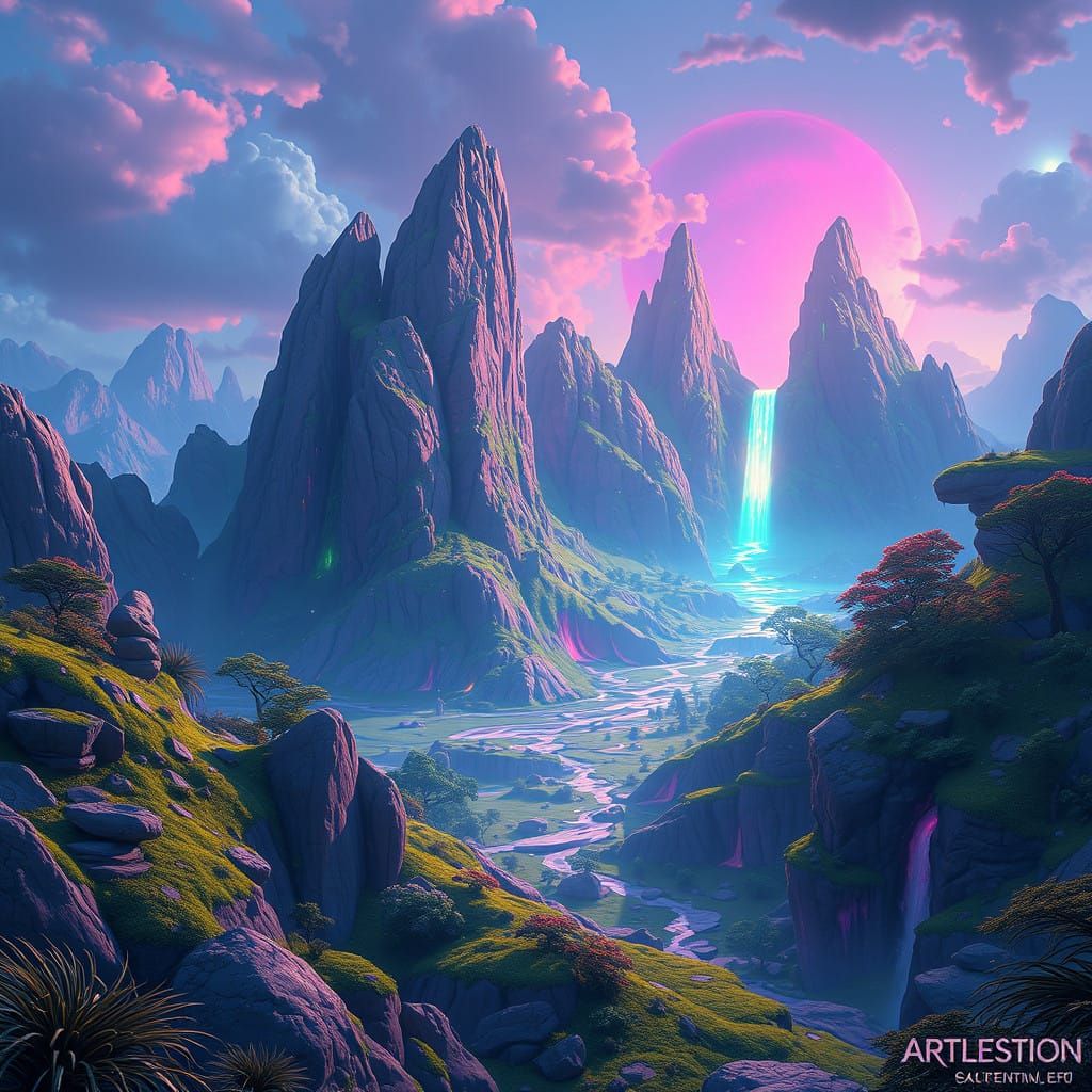 Luminous Fantasy World in Vibrant Color