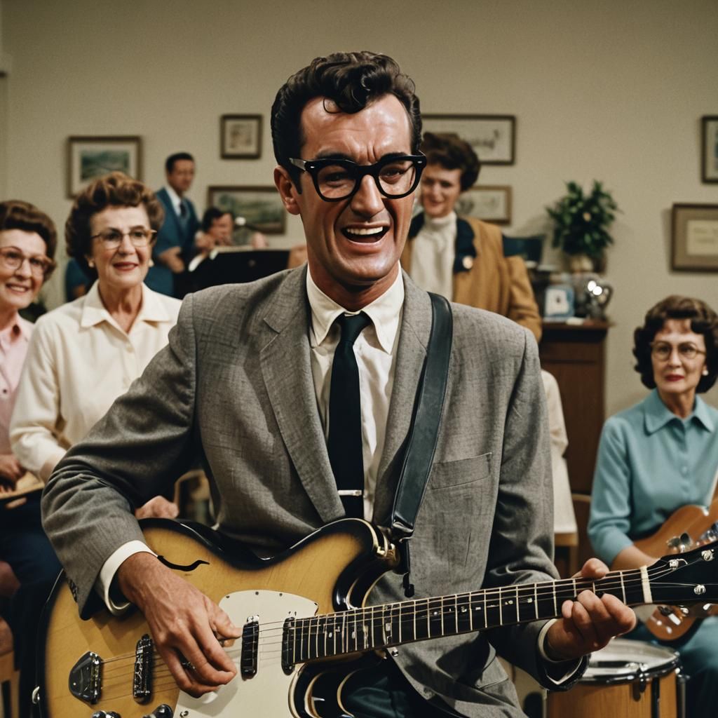 Buddy Holly Performs in Texas: Cinematic Film Still