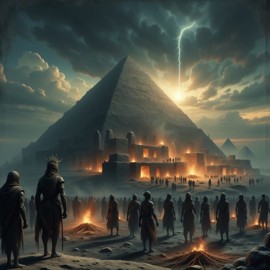Colossal Pyramid Construction in Fantasy Art Style
