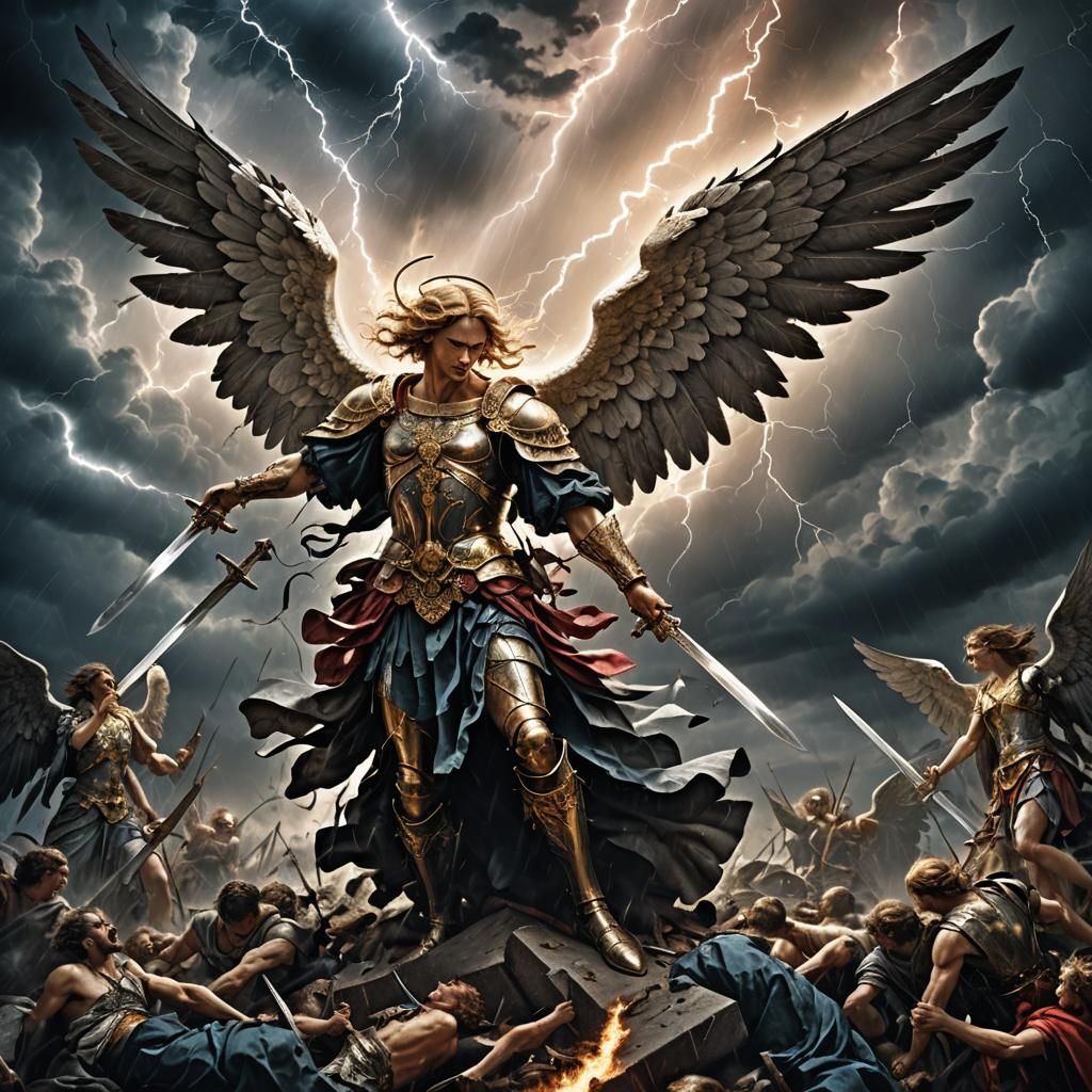 Baroque Angel's Battle in Stormy Skies